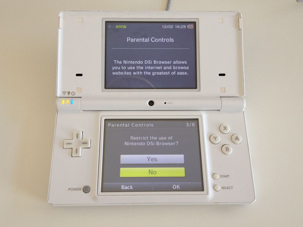 Photo of the parental controls screen
